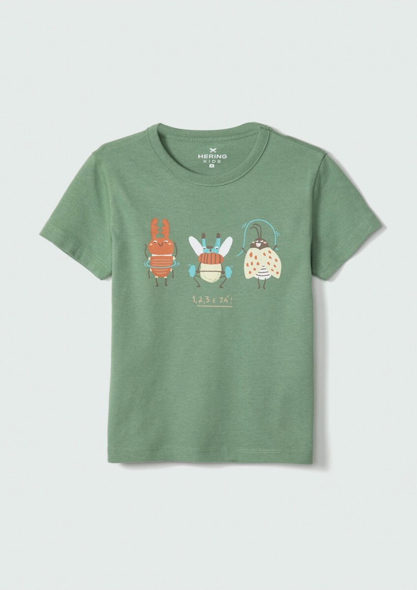 CAMISETA INFANTIL CON ESTAMPA - VERDE 