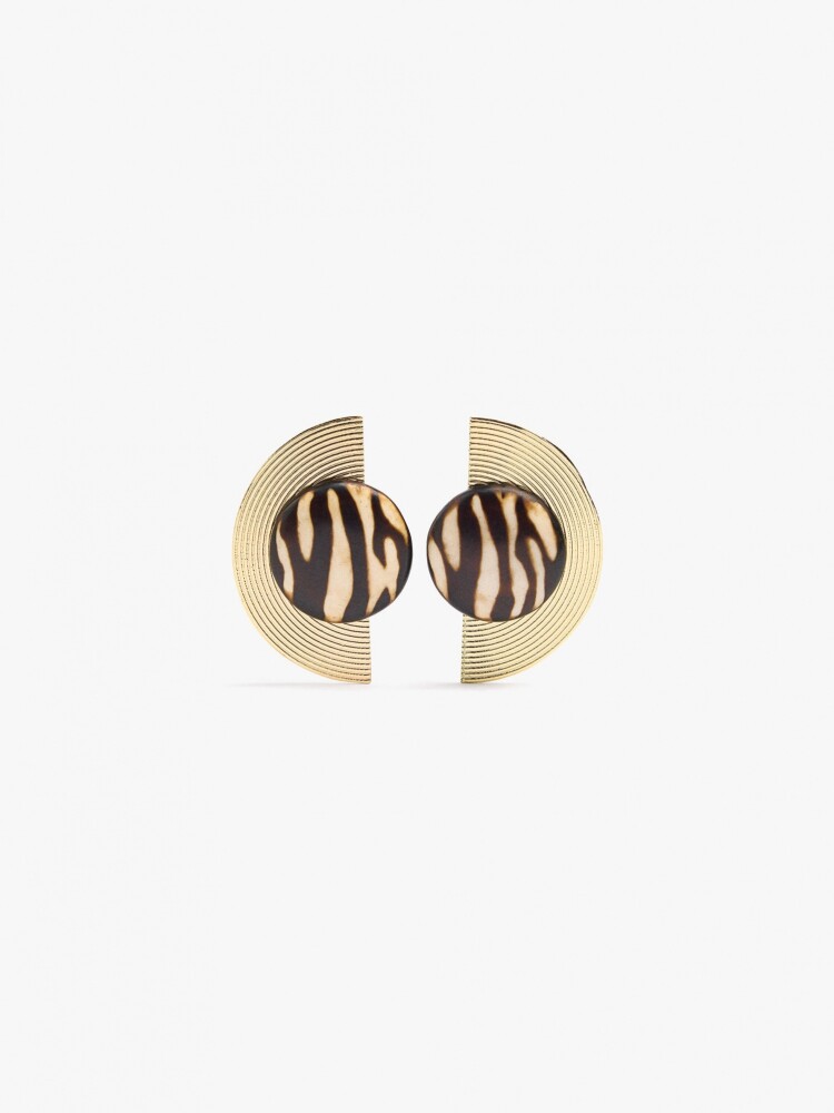 Pendientes Maxi Semicírculo Con Resina dorado