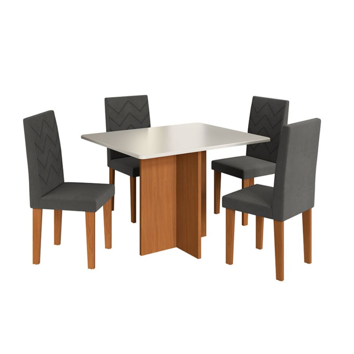 Conjunto Comedor Indekés Miami 4 Sillas Freijó Off White Grafito 