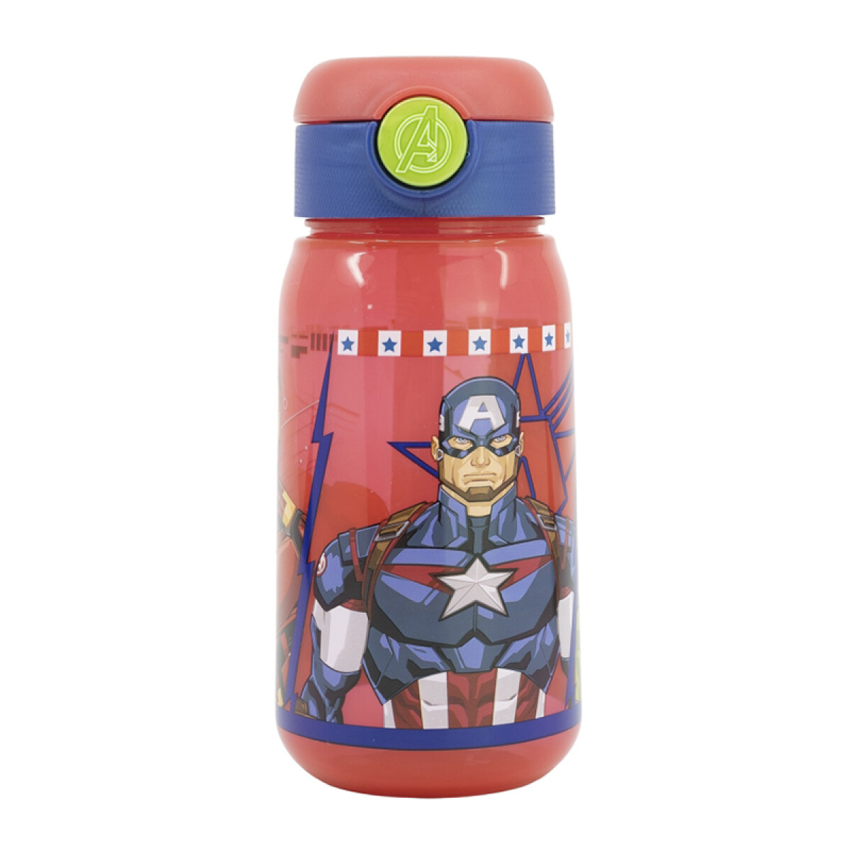 Botella Plástica Avengers con Pajita y Botón de Apertura 510 ml 