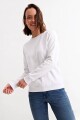 Buzo deportivo clásico escote redondo - UNISEX BLANCO