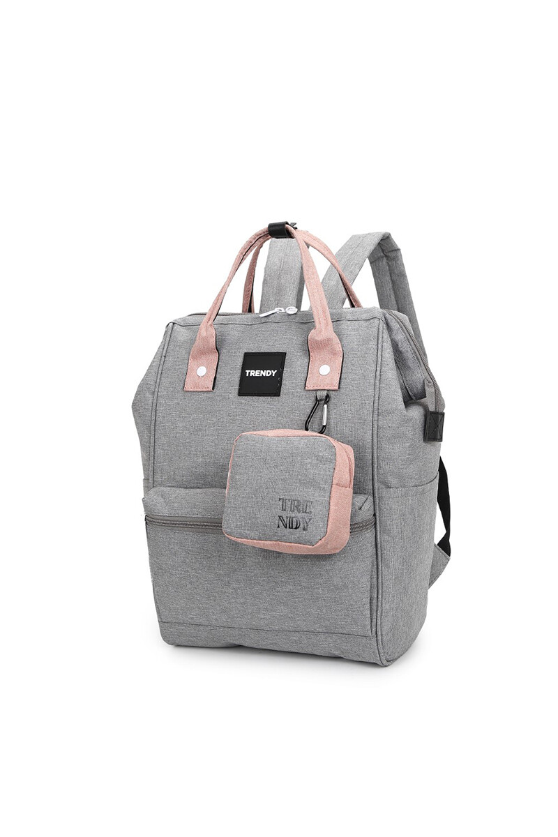 Mochila multicierres combinada con monedero Gris