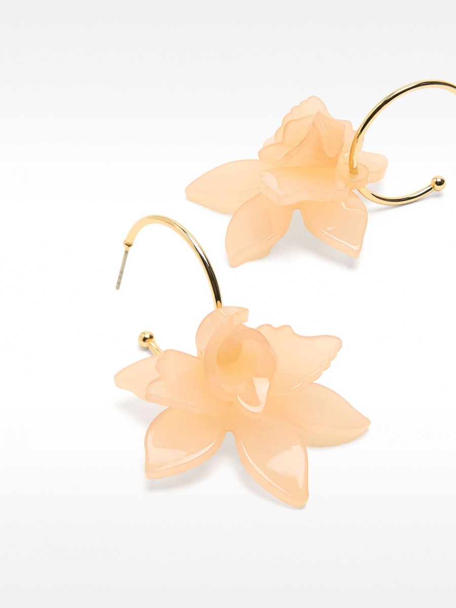 Aros Abiertos Con Maxi Flor rosa