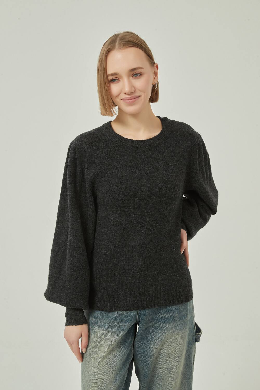 Sweater Hange Gris Melange Oscuro