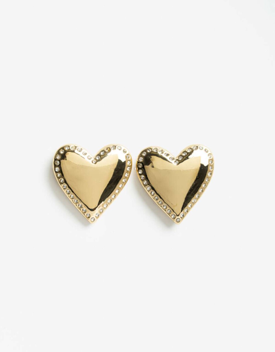 Aros Pasantes Corazón Strass - Dorado 