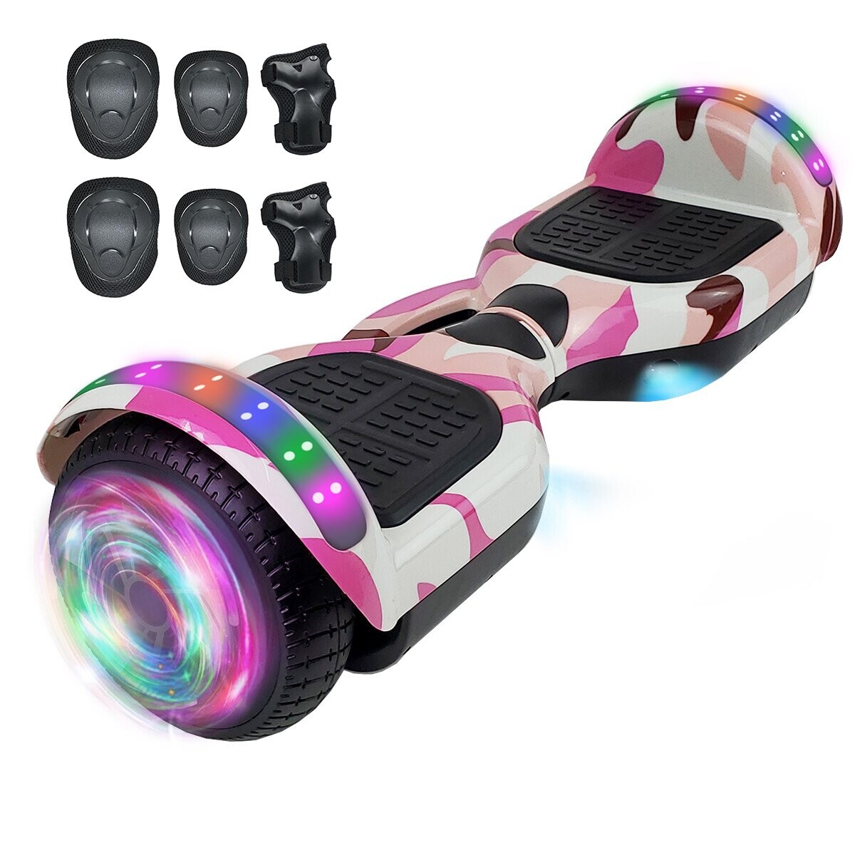 Skate Electrico Hoverboard Musica Bluetooth Luces Patineta - Variante Diseño Militar Rosa 