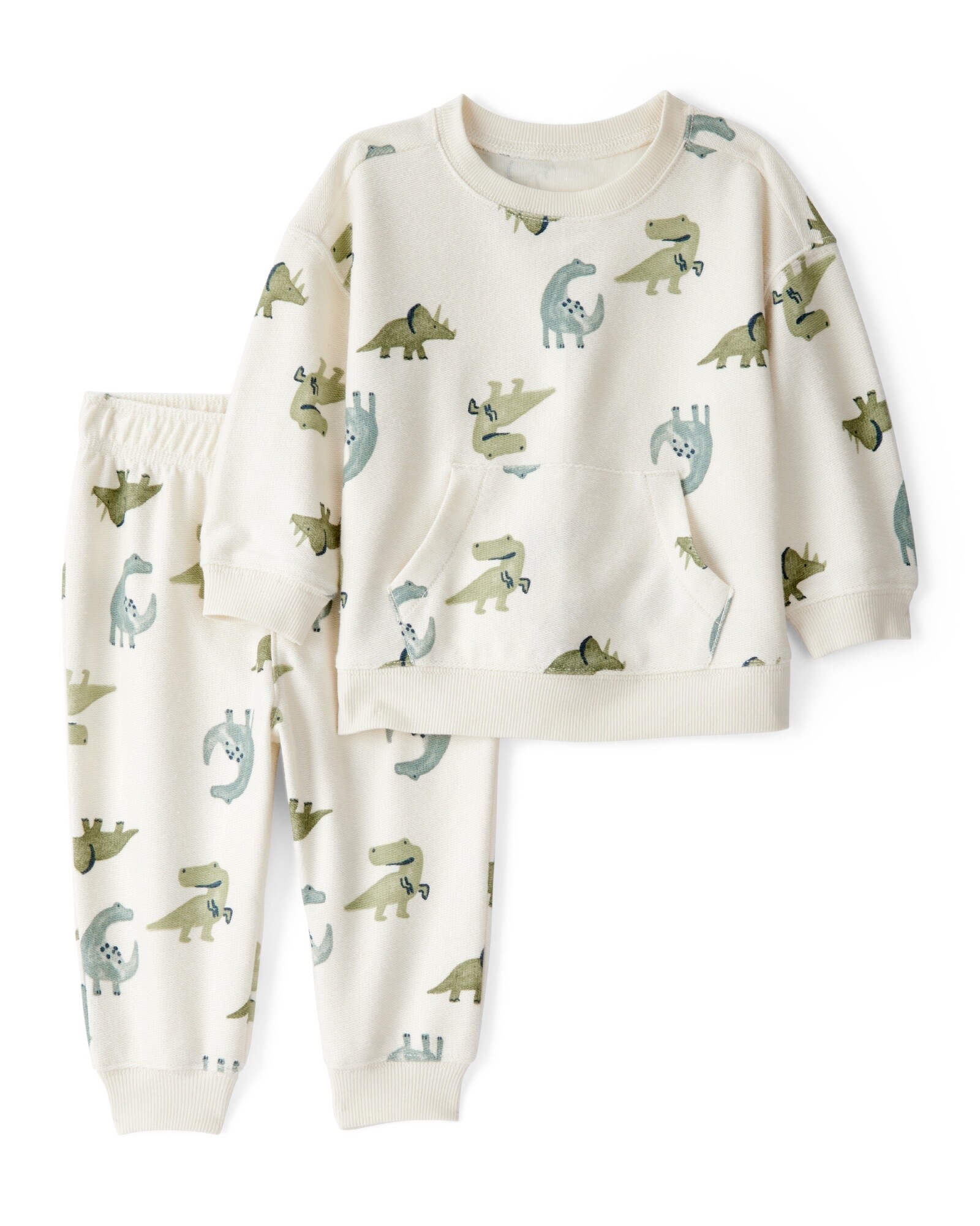 Set dos piezas de algodón, pantalón y buzo, diseño dinos Sin color