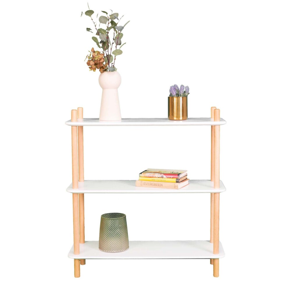 BIBLIOTECA SOFT MDF-Y-MADERA BLANCO 3 ESTANTES