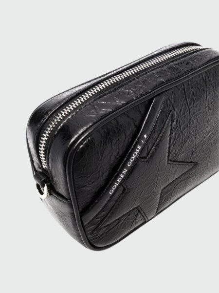 Golden Goose-Cartera de cuero, Star bag mini Negro