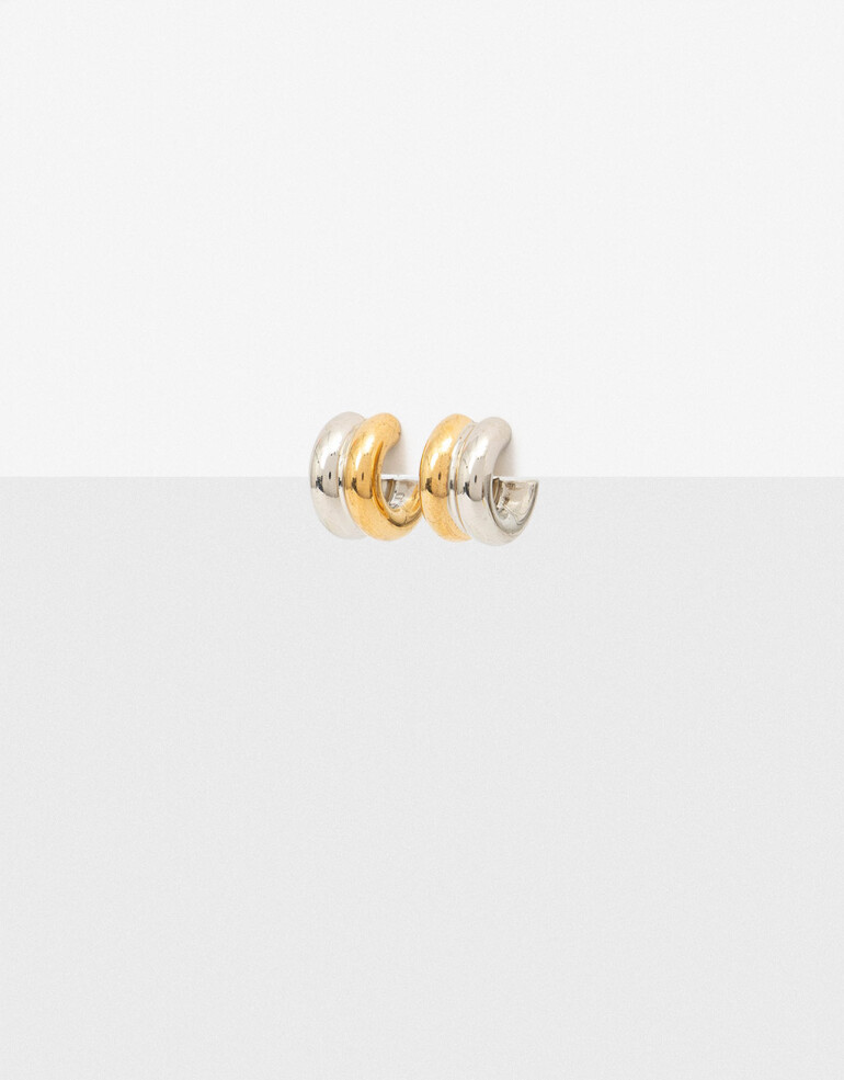 Aros Argollas Metal Aros Argollas De Acero Bold Mixplating - Combinacion Bicolor