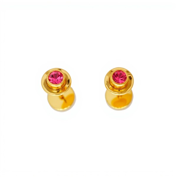 Abridores Zirconia rosa-Oro 18k-Piedra Zirconia-AB9519 conpiedra
