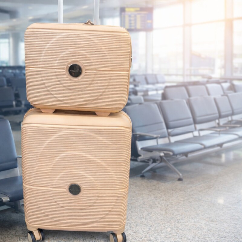 Set Valijas De Viaje Rígidas 2 Piezas Carry On 14” Y Valija 20” Salmón Pastel