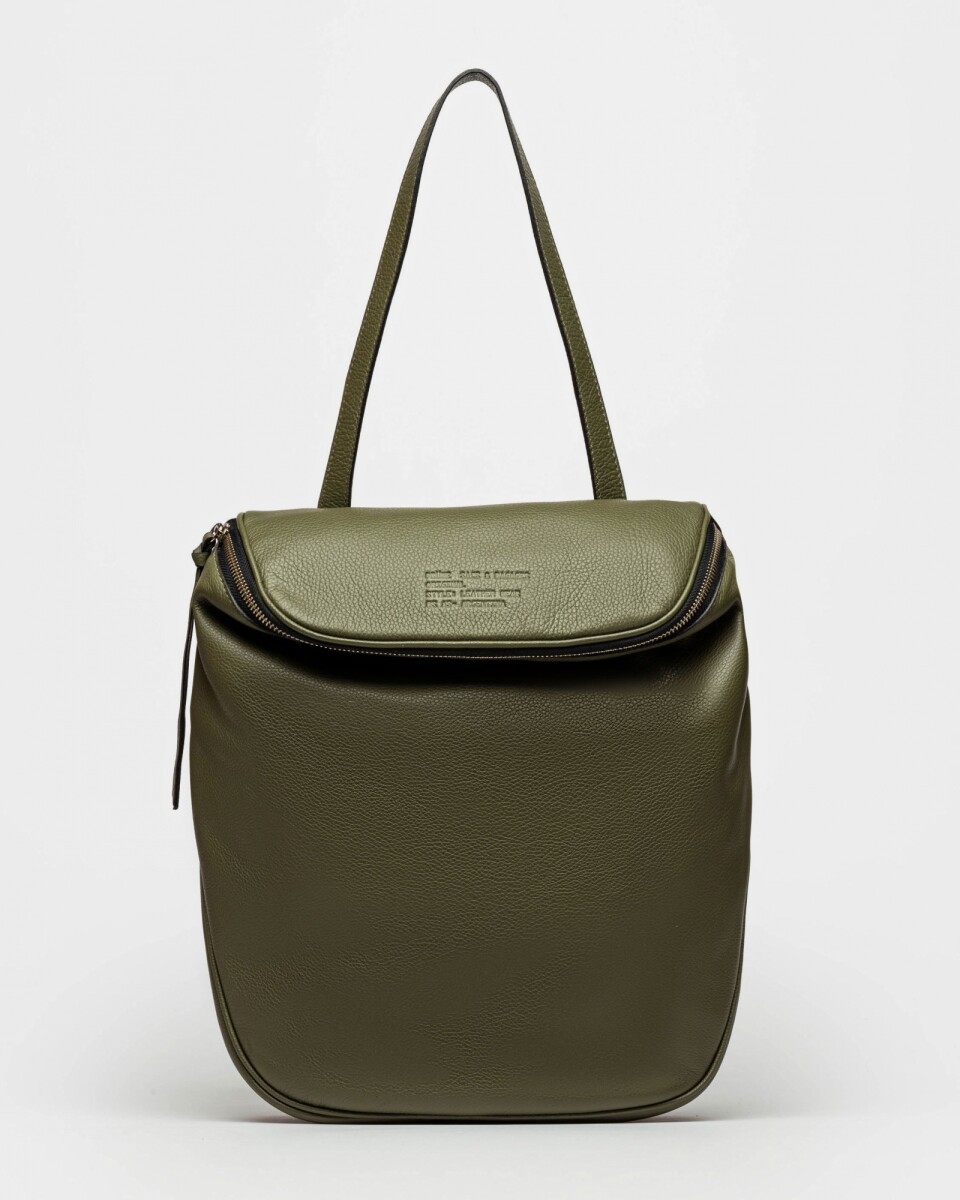 Mochila Soft En Cuero Graneado - Verde 