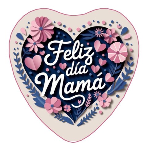 Lámina Feliz Día Mamá Azul Corazón