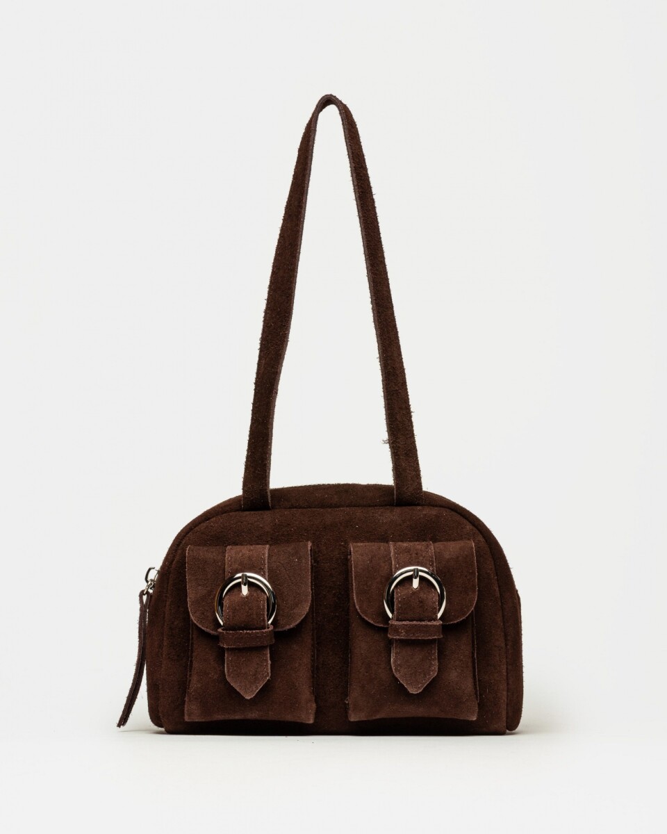 Cartera al hombro Indie en cuero gamuza - Marron 