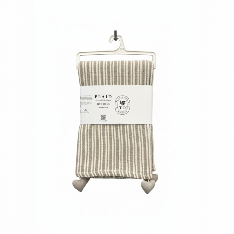 MANTA BEIGE C/FRANJAS COLG CORAZON 125X150CM Unica