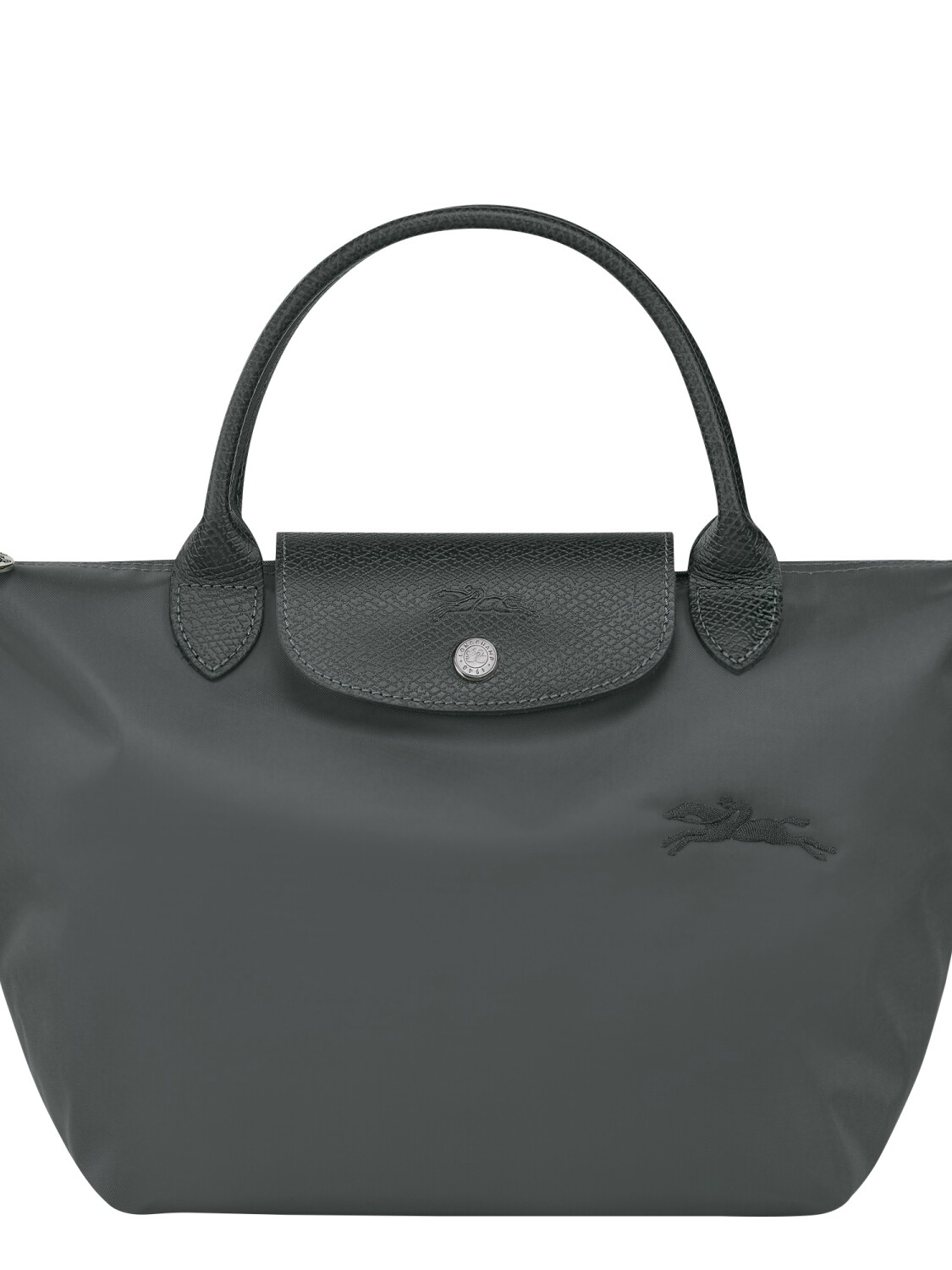 Longchamp -Cartera Longchamp plegable de nylon con cierre y asa corta, Le pliage green S Gris