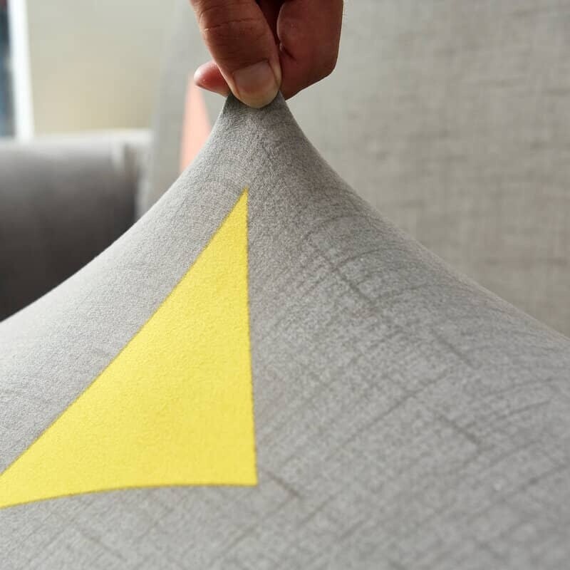 Funda sillón 3 cuerpos estampada Triángulos Grises