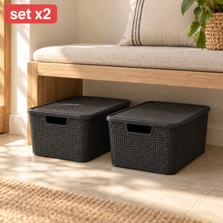 Set x2 Caja ratán 15 lts NEGRO