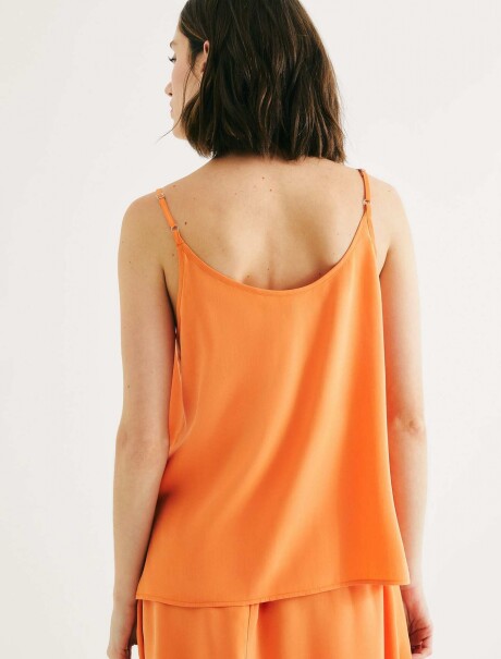 CAMISETA SIN MANGAS REGULAR EN TONO MELOCOTÓN NARANJA