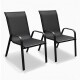 Set x2 Silla De Jardín De Metal Y Textilina Apilable con Apoyabrazos NEGRO