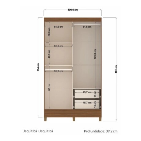Ropero 2 Puertas Corredizas Nogal Línea Fit 2666 Ropero 2 Puertas Corredizas Nogal Línea Fit 2666