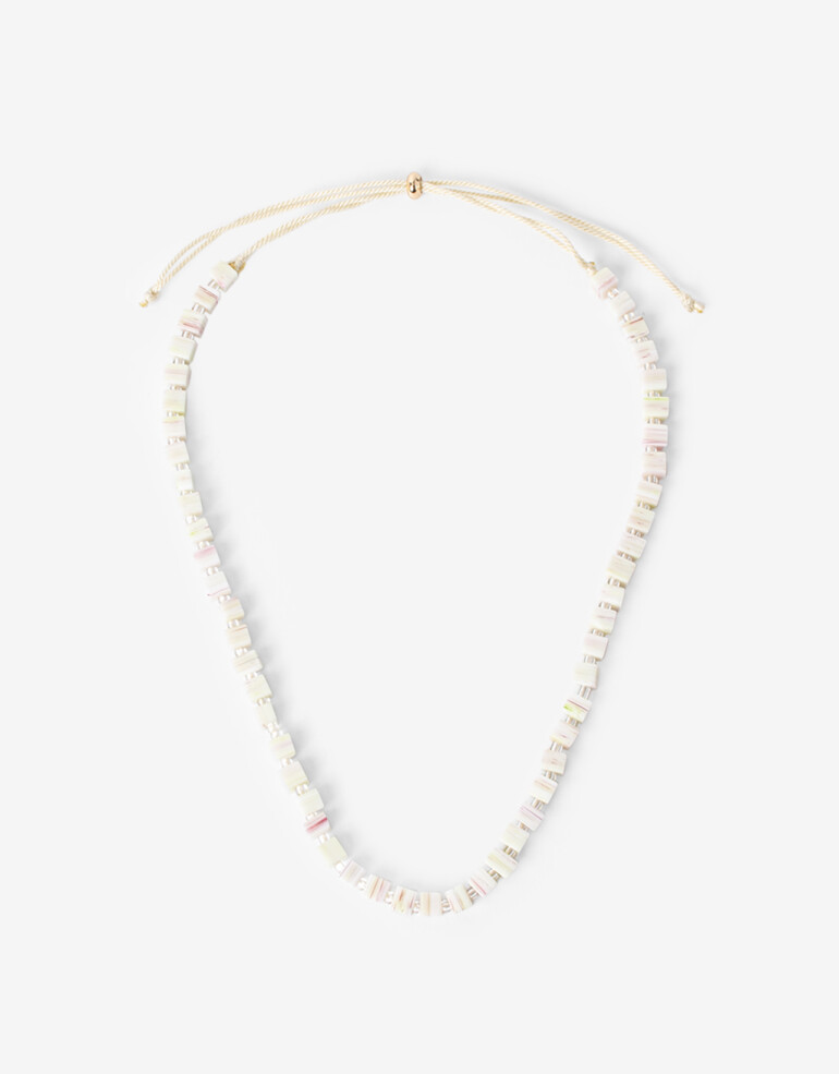 Collares Largos Color Collar Largo Cubitos Glass - Blanco Crema