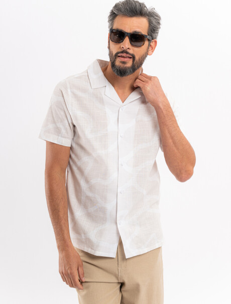 Camisa m/c rustica beige
