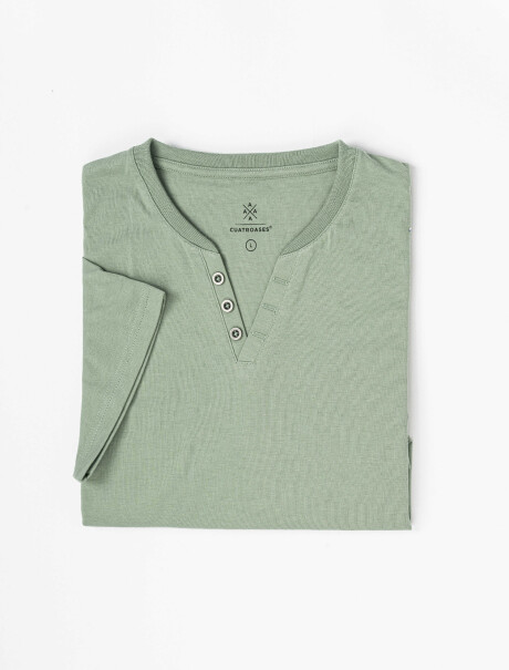 T-shirt m/c botones oliva