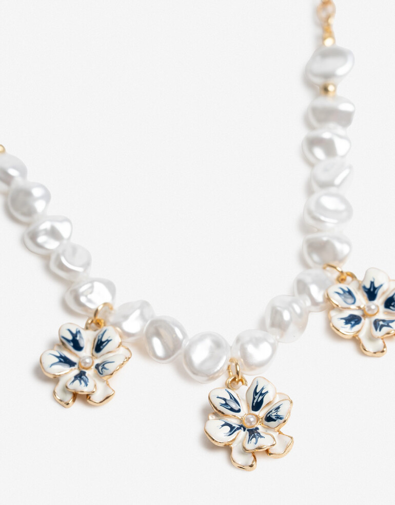 Collares Cortos Color Collar Multidije Flor - Dorado