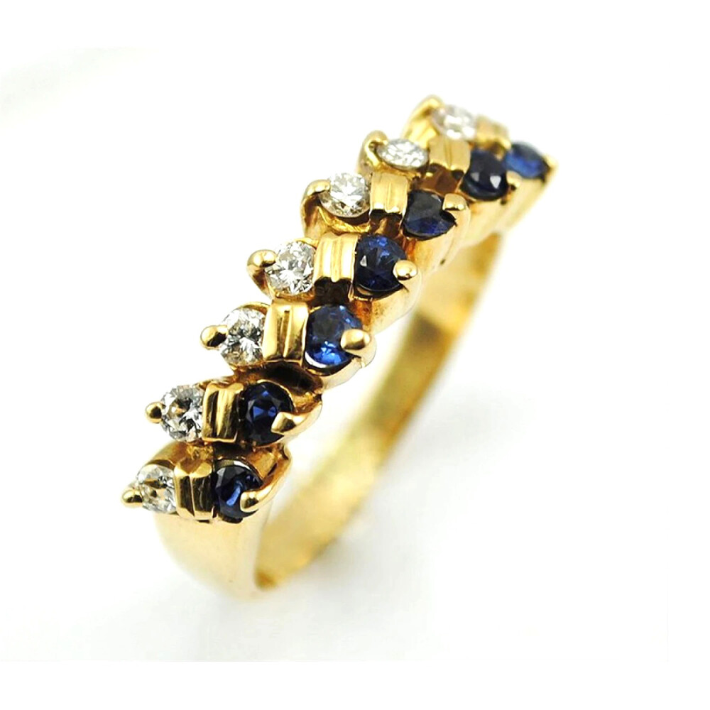 Anillo Oro Amarillo 18K Con Brillantes Y Zafiros Anillo Oro Amarillo 18K Con Brillantes Y Zafiros