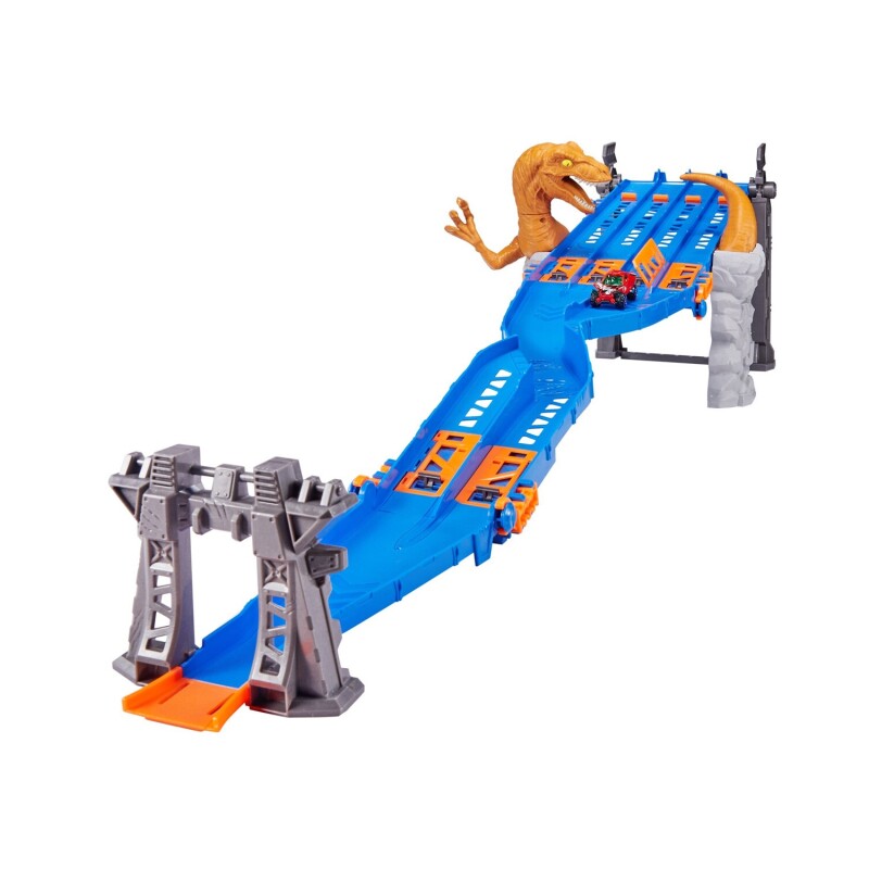 Pista de autos Metal Machines 4 carriles Raptor Attack Naranja