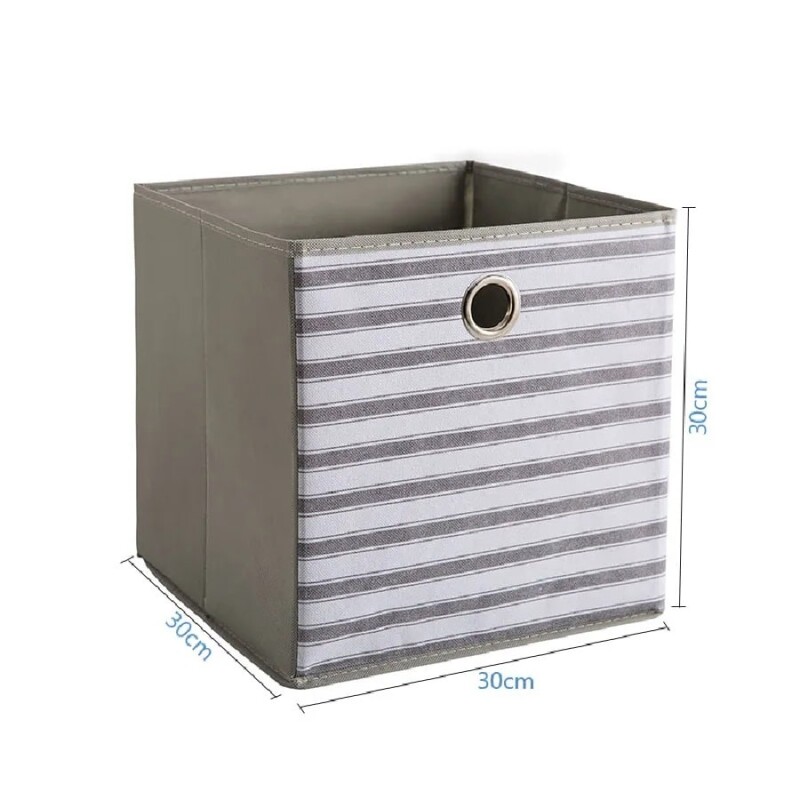 Caja de almacenamiento de tela a rayas alta Caja de almacenamiento de tela a rayas alta