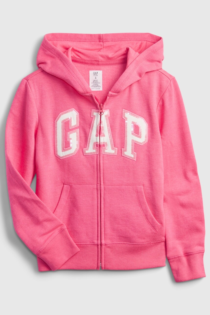 Canguro Con Cierre Con Felpa Logo Gap Niña Pink Jubilee Nylon On