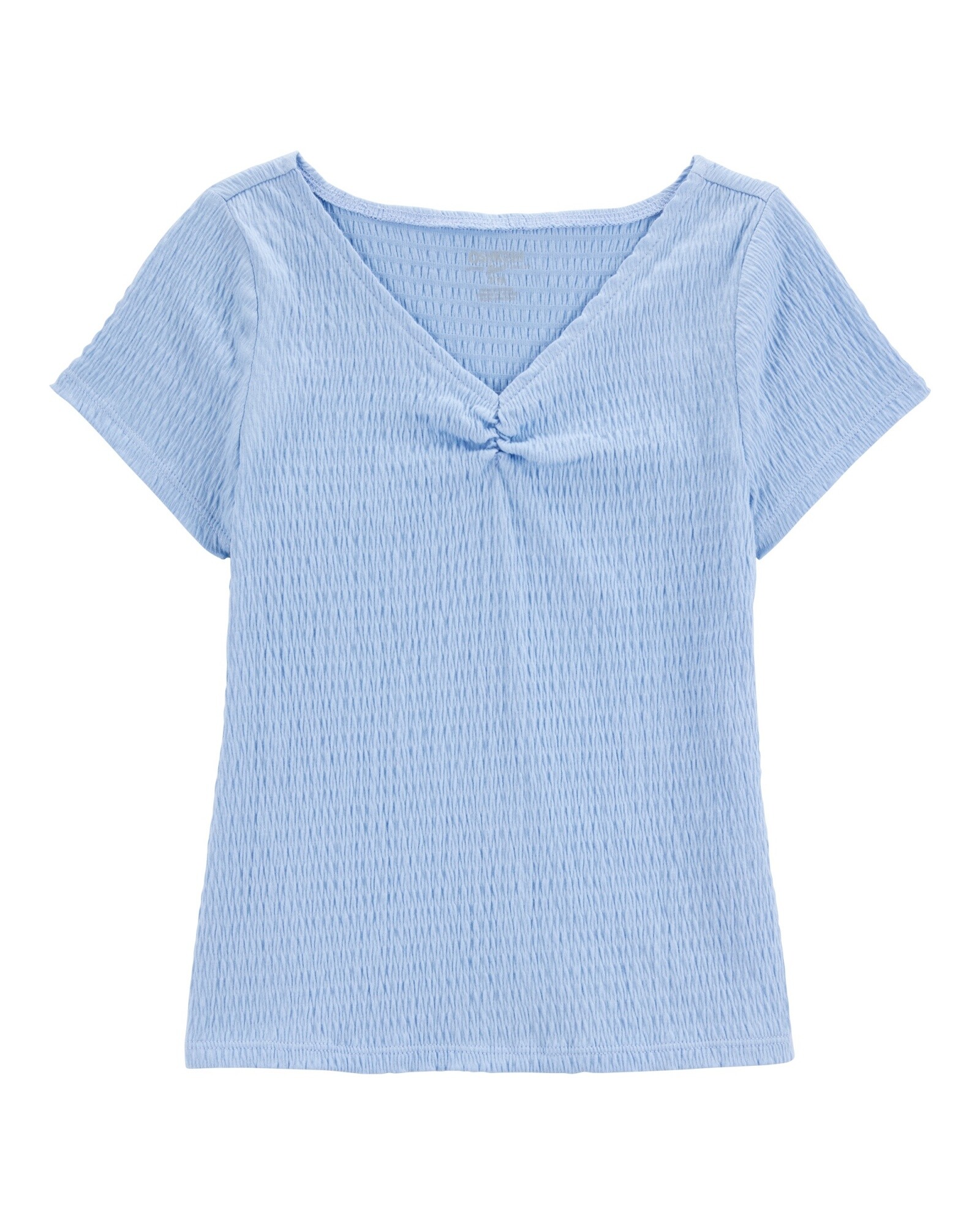 Remera de algodón, texturada, azul Sin color