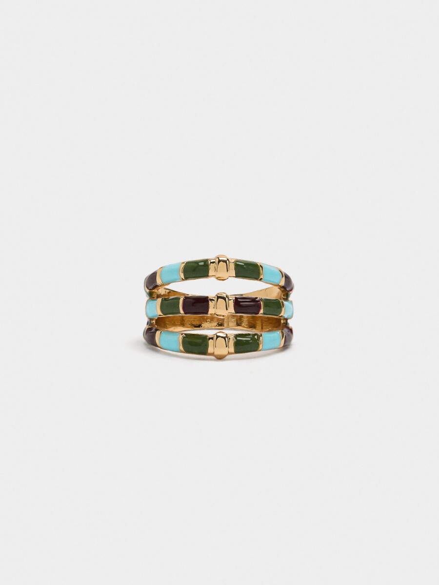 Anillo Efecto Triple Con Esmaltado multicolor