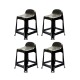 Set x4 Banqueta con respaldo apilable resistente NEGRO