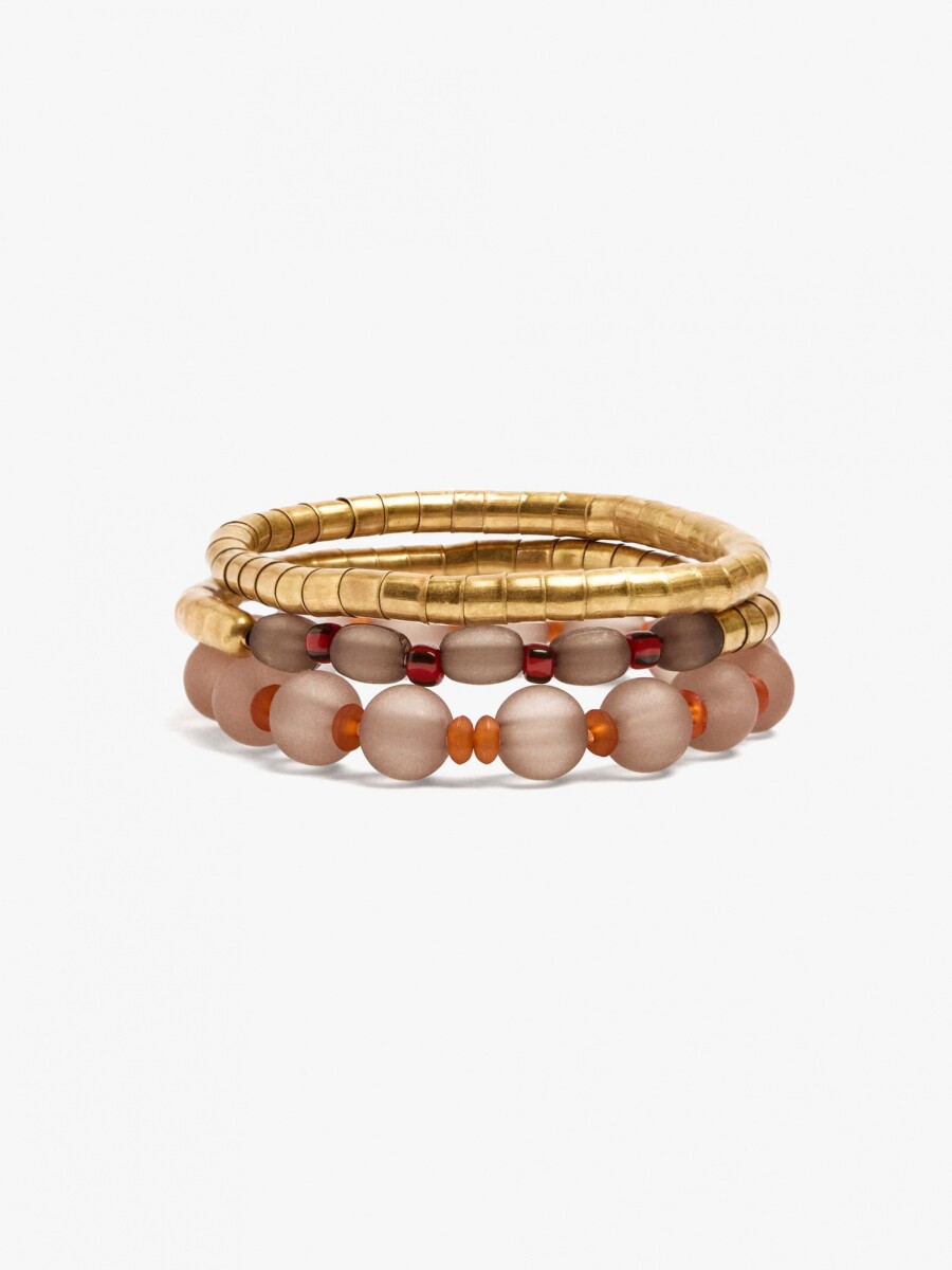 Set De Pulseras Con Cuentas multicolor