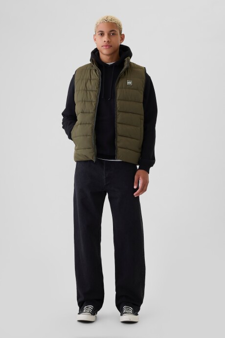 Chaleco Logo Gap Puffer Hombre Olive Night