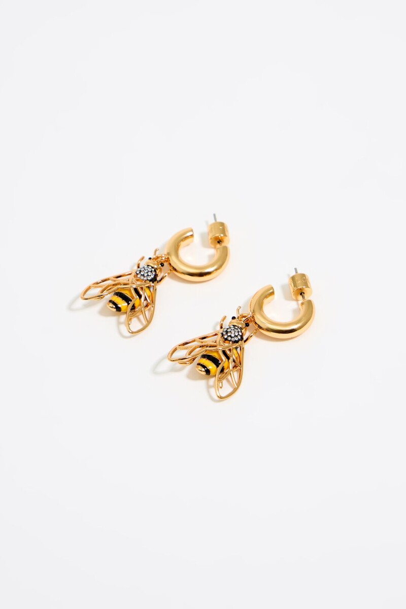 PENDIENTES ARO ABEJA CON CRIST Oro