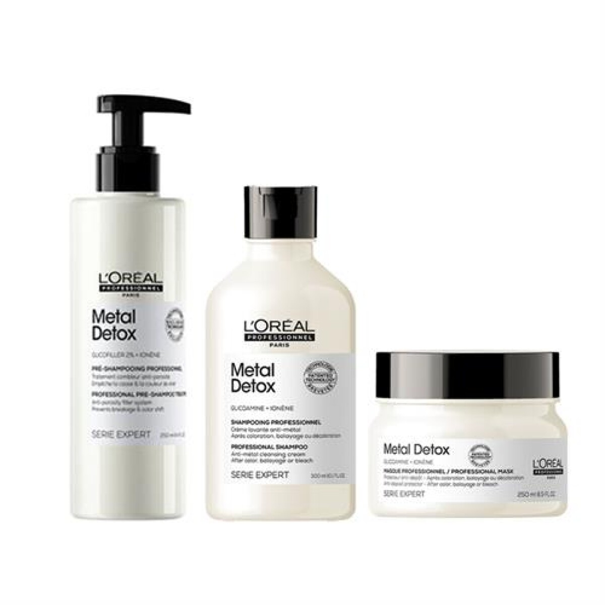L´Oréal Professionnel Metal Detox Pre Shampoo 250 ml + Shampoo 300 ml + Máscara 250 ml 