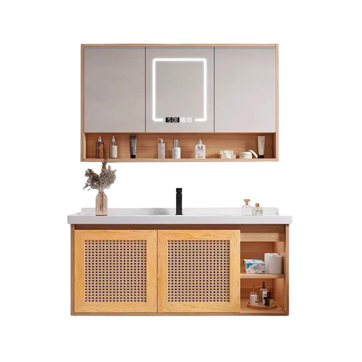 Conjunto De Baño Habitare Modelo Lt2005-100m / Mueble + Bacha + Espejo Led 