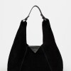 Cartera al Hombro The Shopping En Cuero Gamuza Negro