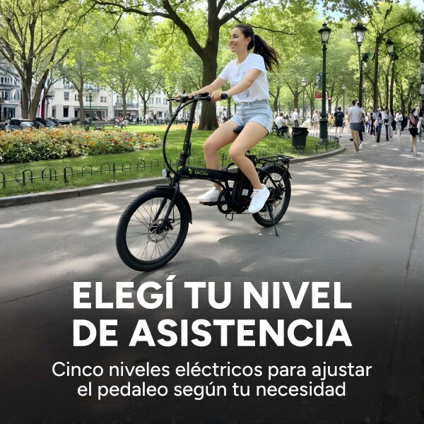 Bicicleta Electrica Gogreen Compact Plegable Rod 20 250w 36v Variante Color Negro