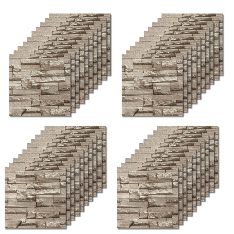 40 Placas Revestimiento Pared Autoadhesiva 70x77cm Promo X40 Piedra Oscura