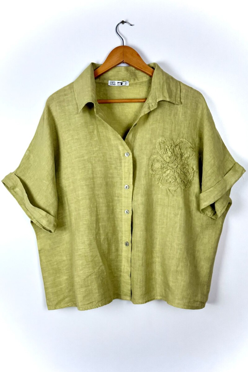 CAMISA LINO CLARINA-PISTACHO - PISTACHO 