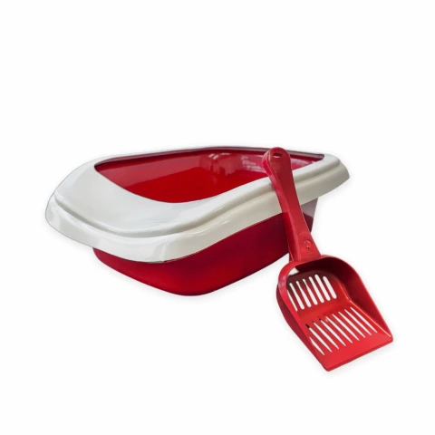 Baño Sanitario Arenero Gato Bandeja Abierto Con Pala Litera Variante Color Bordo