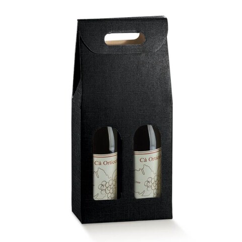 Caja c/ventana 2 botellas 18x9x38,5 - 17122 - SETA NERO Caja c/ventana 2 botellas 18x9x38,5 - 17122 - SETA NERO