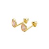 Abridores Corazón -Oro Bajo-Zirconia rosa-AB8033 conpiedra