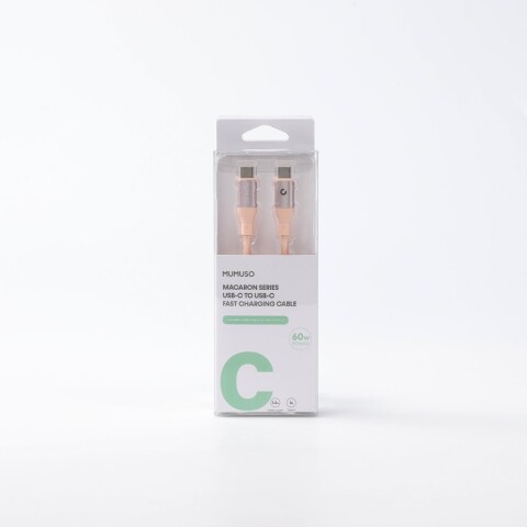 CABLE DE CARGA RÁPIDA USB-C A USB-C 60W DE SILICONA LÍQUIDA SERIE MACARON (ROSA/ CABLE DE CARGA RÁPIDA USB-C A USB-C 60W DE SILICONA LÍQUIDA SERIE MACARON (ROSA/